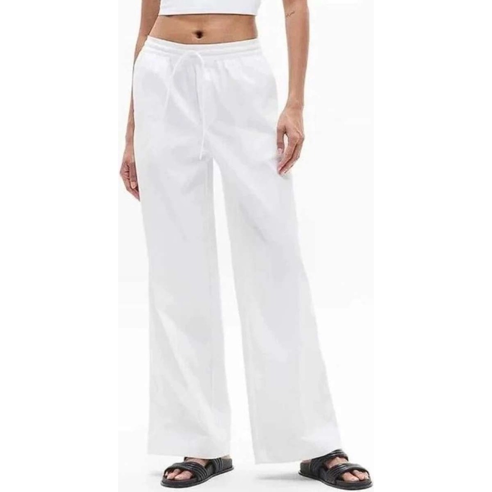 Athleta Pants Drift Poplin Wide Leg Pull On Elastic White Large NWT Travel